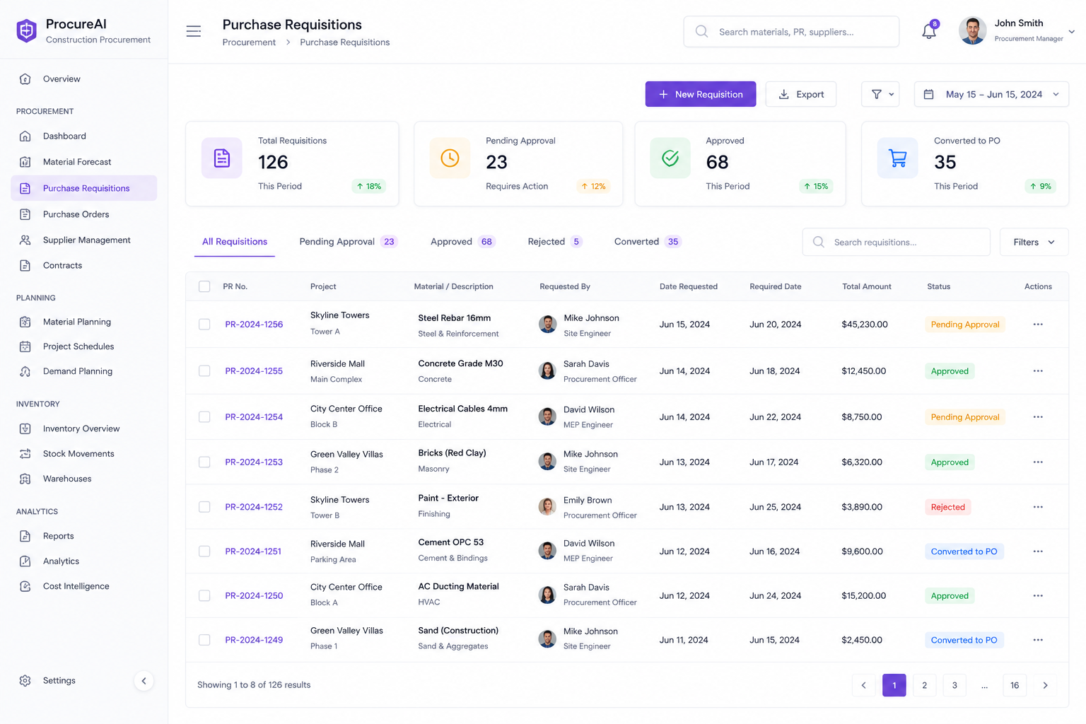 AI Construction Procurement & Material Planning Platform
